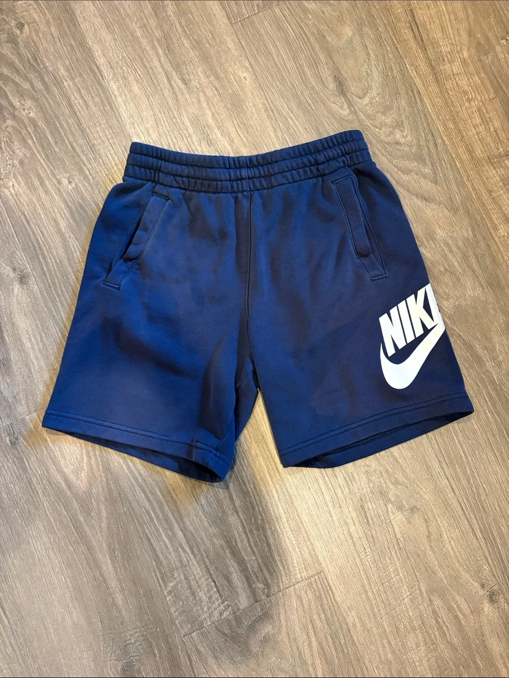 Nike Navy Blue Shorts with White Swoosh Logo